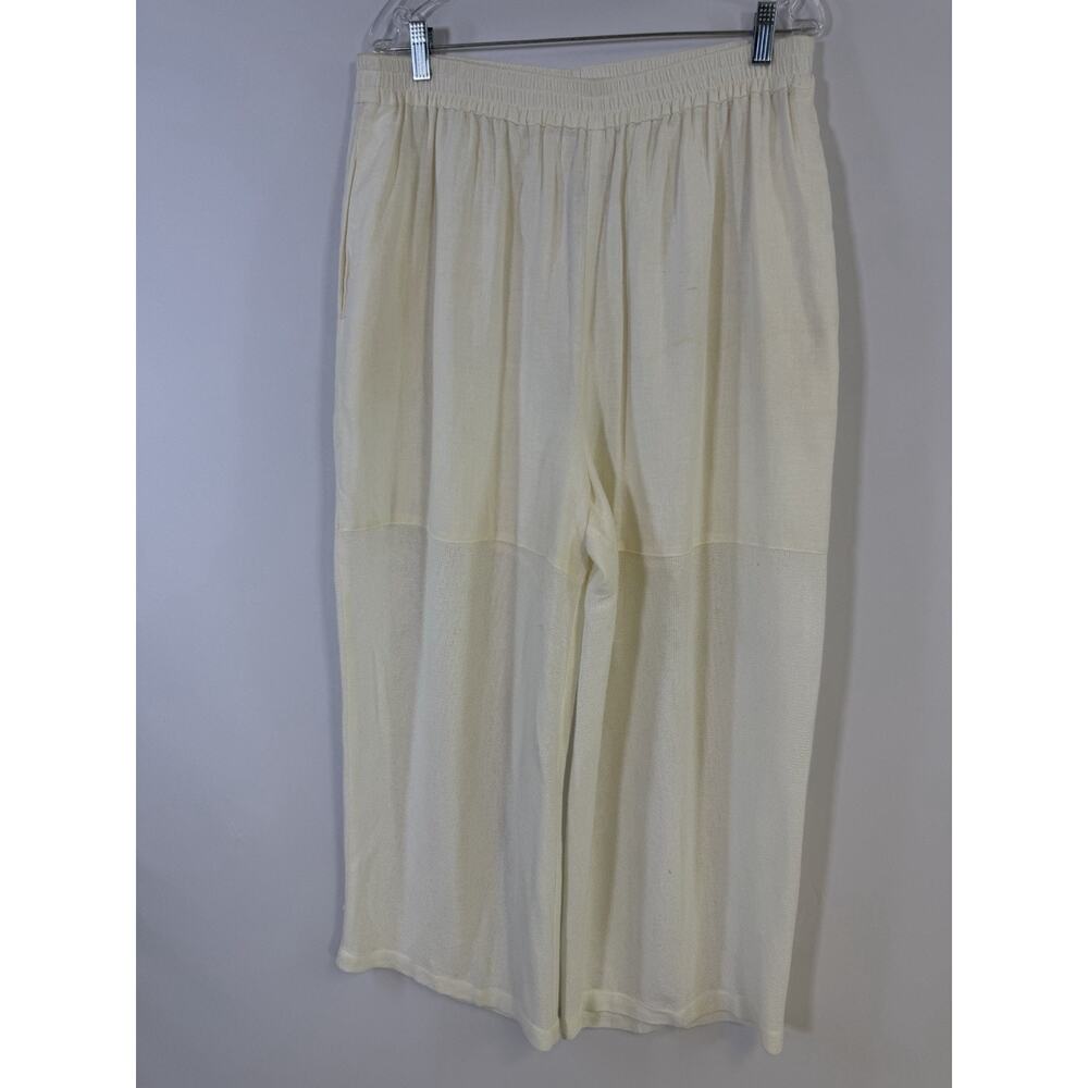 VTG 90s MZM Sport Linen Blend Pants Womens 3X Ivory Elastic Waist USA Made
